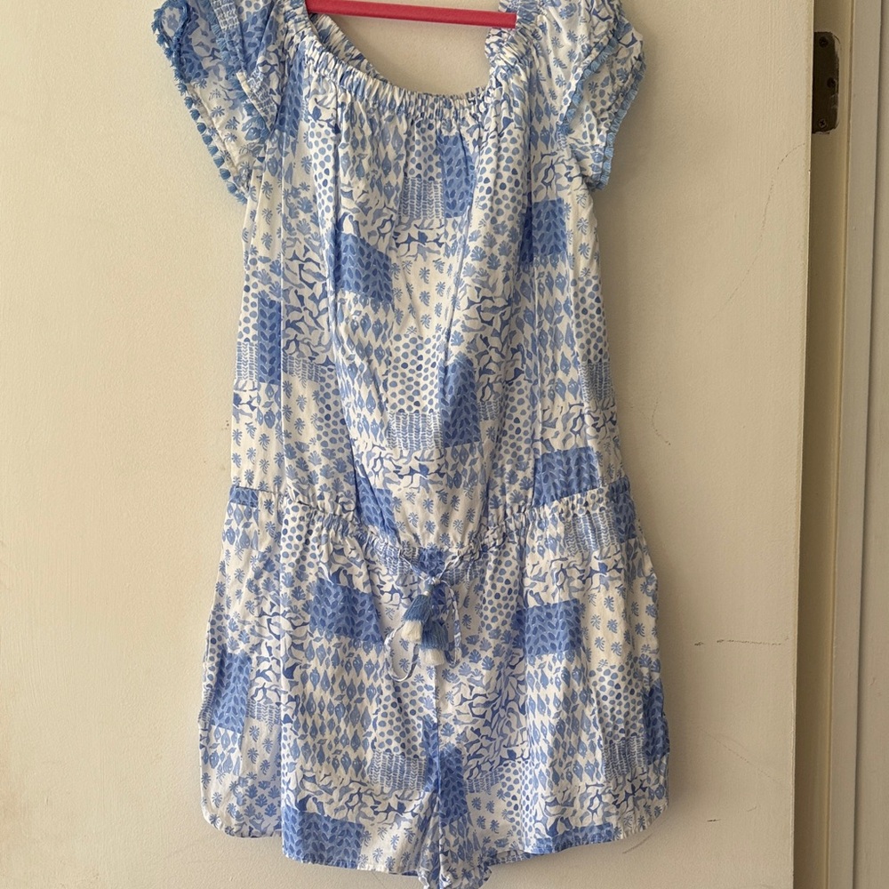 Vineyard Vines Blue and White Textured Romper
